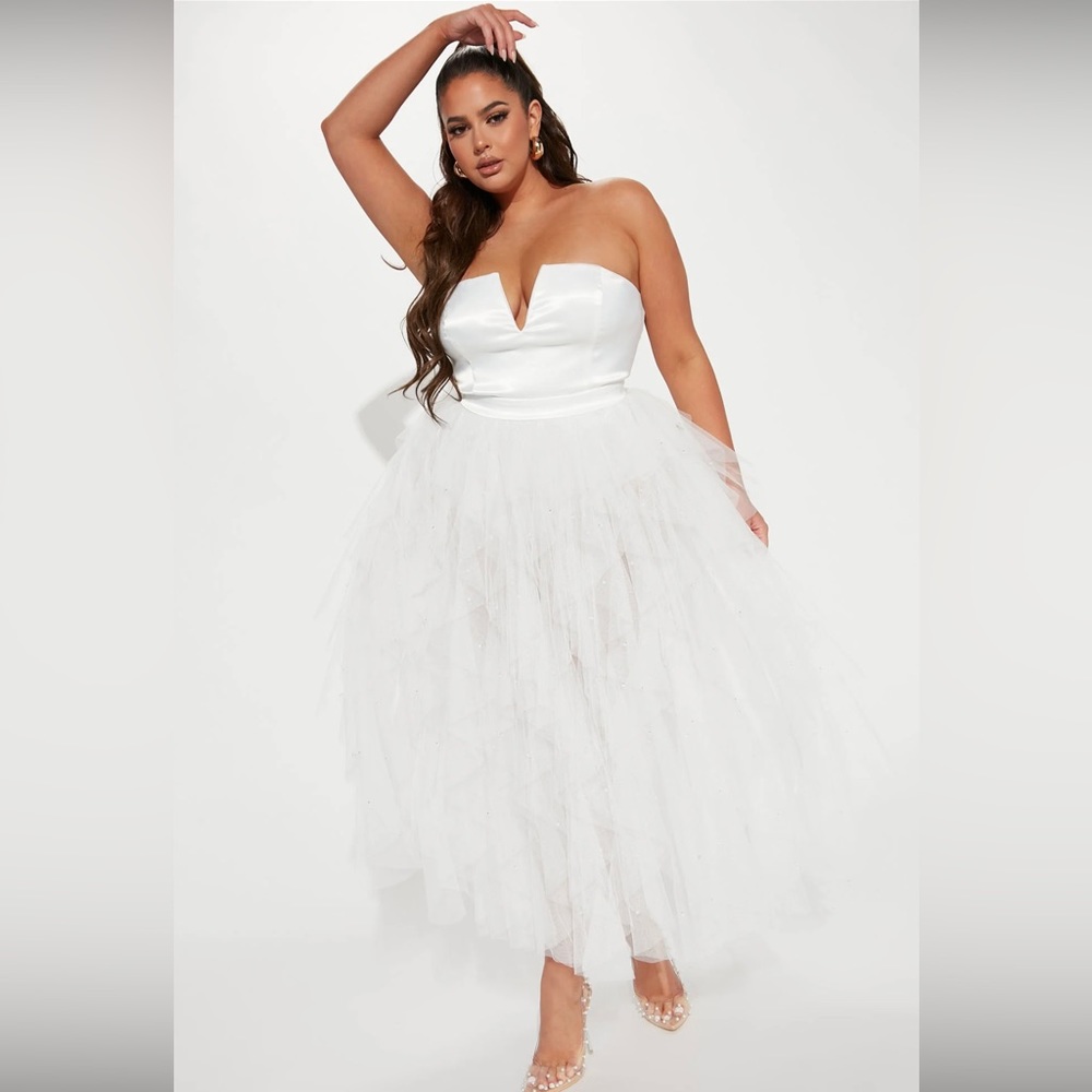 White tulle maxi dress